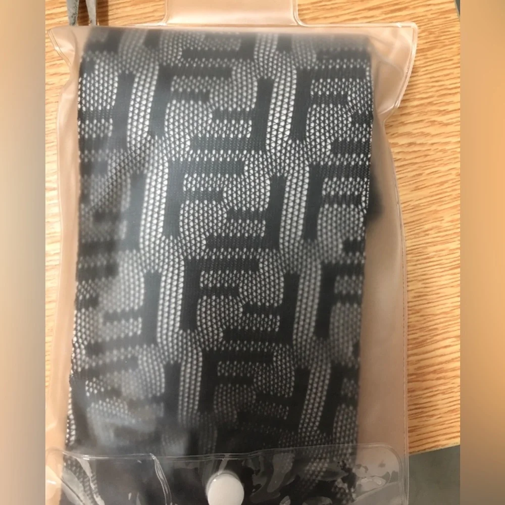 FF Monogram Logo Nylon Diamond Fishnet Pantyhose Black Tights